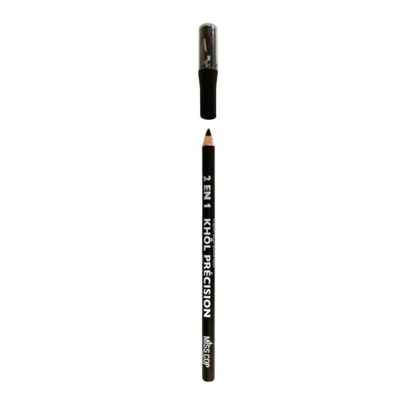 Miss Cop CRAYON KHÔL PRECISION 2 EN 1 AVEC TAILLE CRAYON akių pieštukas su drožtuku, 01- Noir, 1,4 g.