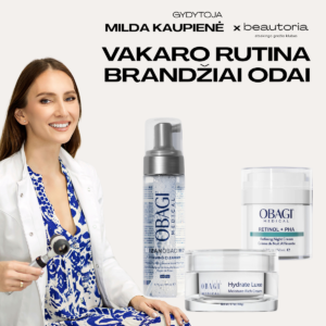 Gyd. Mildos Kaupienės OBAGI Medical vakaro rutina brandžiai odai